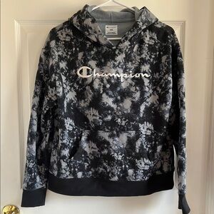 Champion Black and Gray Tie-Dye Hoodie